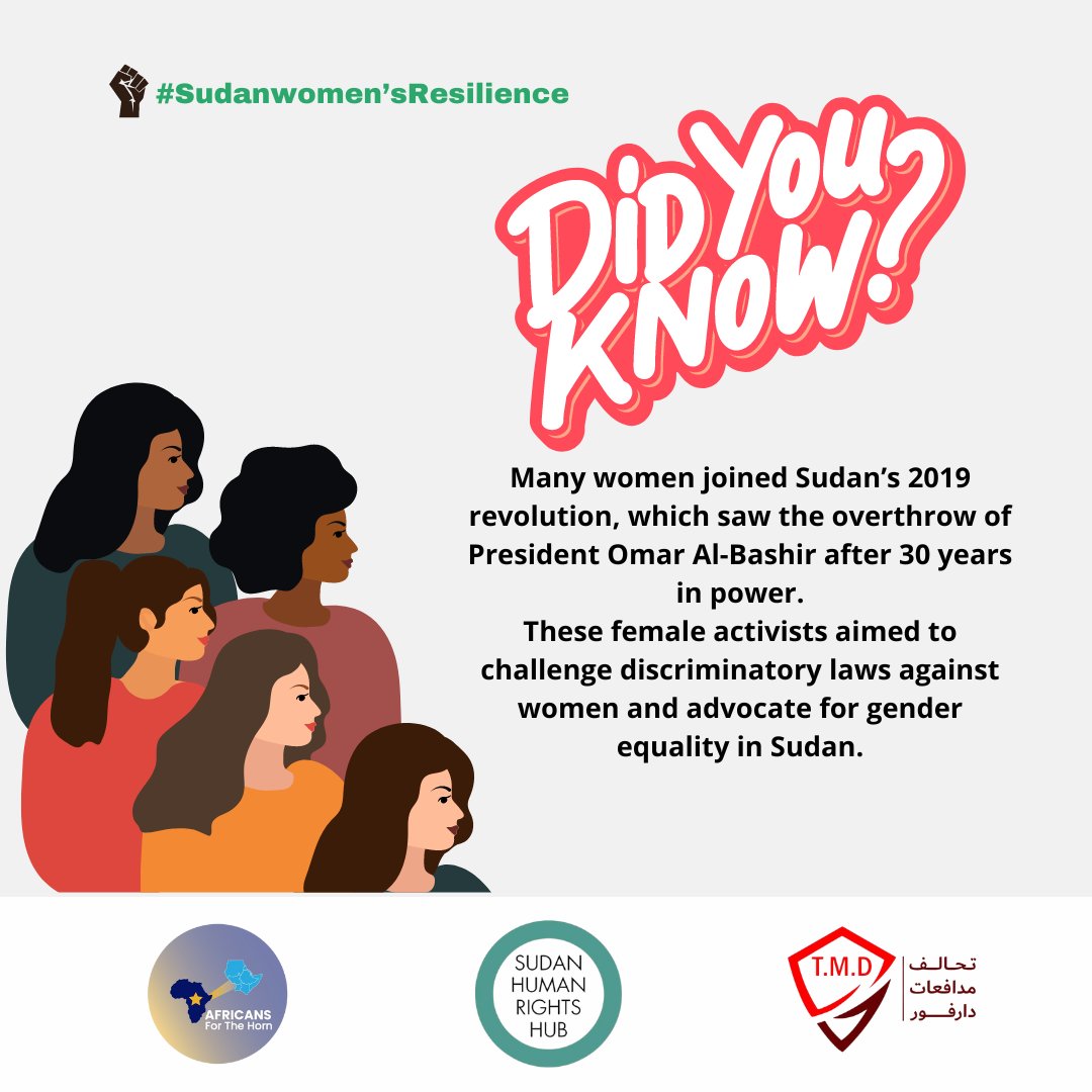 Af4HA's tweet image. On this #IWD2024 we remember incredible #Sudanese women who courageously led the 2019 revolution against 30 years of dictatorship. Your commitment and determination are historic. Honouring your resilience &amp;amp; standing united for a brighter future.💪
#LetsNotForget #InspireInclusion