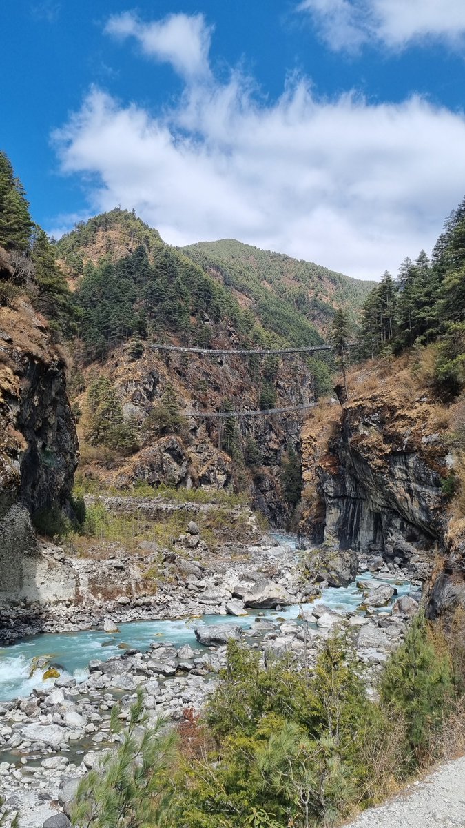 The team encounter their first challenge. The Himalayan Foot Bridge. A steady nerve and head for heights is required. But if you are brave enough to look down the view is stunning. @RoyalNavy @NAVYfit @RNRMC @TeamForcesUK @Chemring_Group @NavyWingsUK