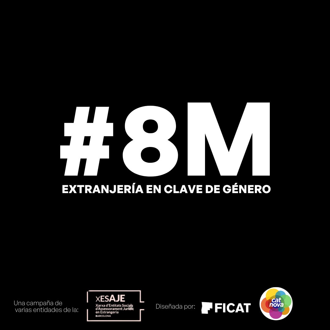Catnova_'s tweet photo. ✊🏽Este #8M ponemos la lupa en situaciones de #ViolengiaInstitucional que viven muchas mujeres migrantes en #Catalunya con la campaña #Extranjeria en clave de #Género.

@fundacioficat https://t.co/tNe4eqKJva