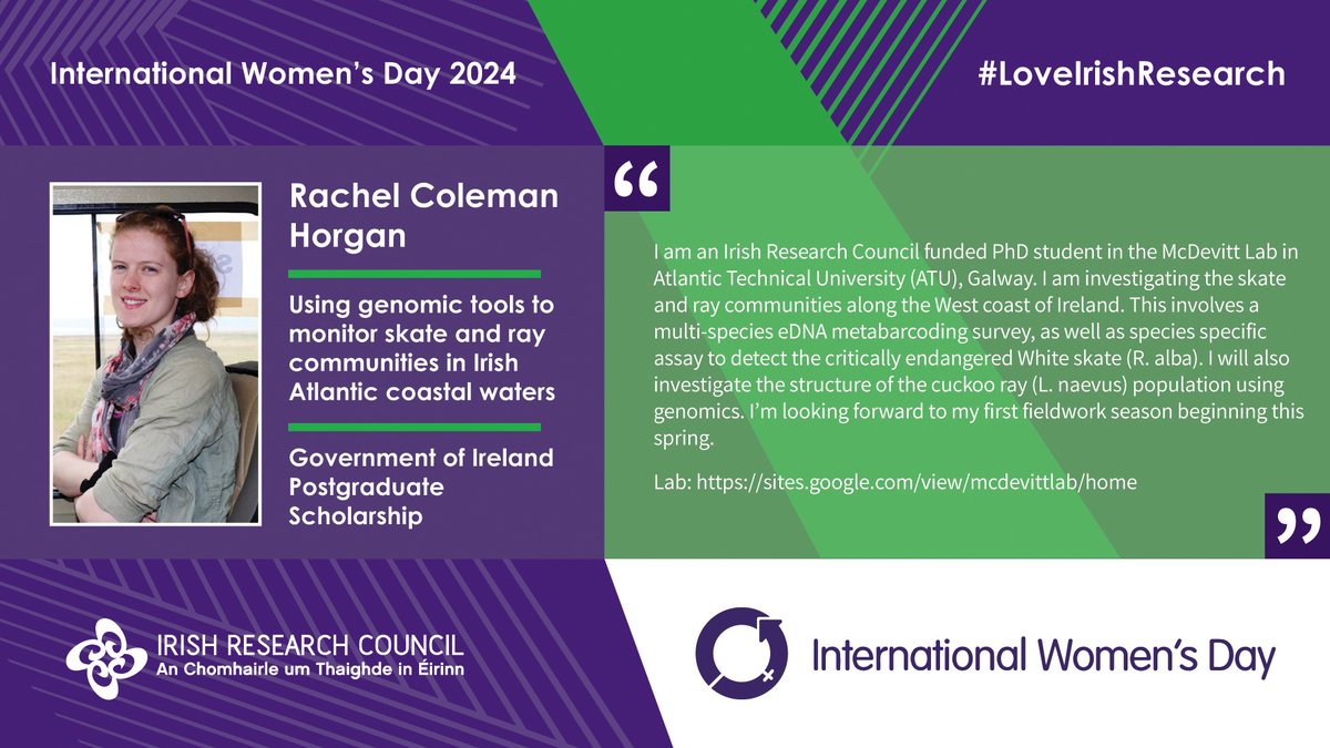 Happy International Women's Day! #InspireInclusion Today we'll be showcasing some exciting researchers and their work in the Irish research ecosystem and beyond! First up, Rachel Coleman Horgan (ATU): #InternationalWomensDay #LoveIrishResearch