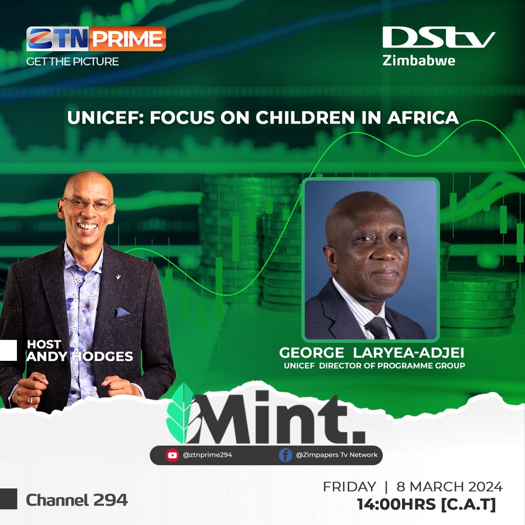 ZTNPrime's tweet photo. The Mint

UNICEF : Focus on children in Africa 

Watch #TheMint today @ 14:00HRS on #ZTNPrime #DSTV294

#GetThePicture #ZTNPrime https://t.co/hGo3Y1aKxW