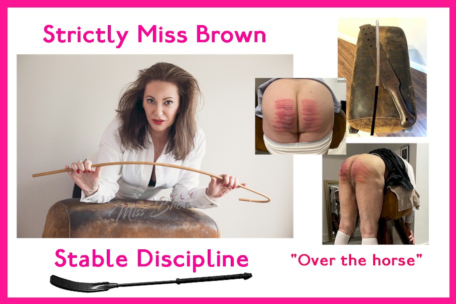 #FF @StrictlyMissB. Have you been for a ride on Miss Brown’s horse, yea or neigh? No need to saddle up, it’s bare backside riding and once you’re stable the pain will mount as Miss B’s cane reins down with maximum horsepower. Have a super weekend Miss B. Xx