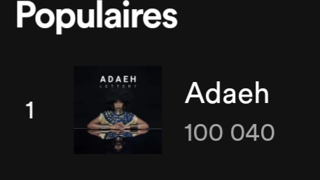 Zaina_ExoK's tweet photo. Adaeh by Fatou just hit 100k listening on Spotify ❤️🔥🎉🎉 #Fatou #ADAEH #Blackswan #블랙스완 #파투 https://t.co/UCP4dspdTf