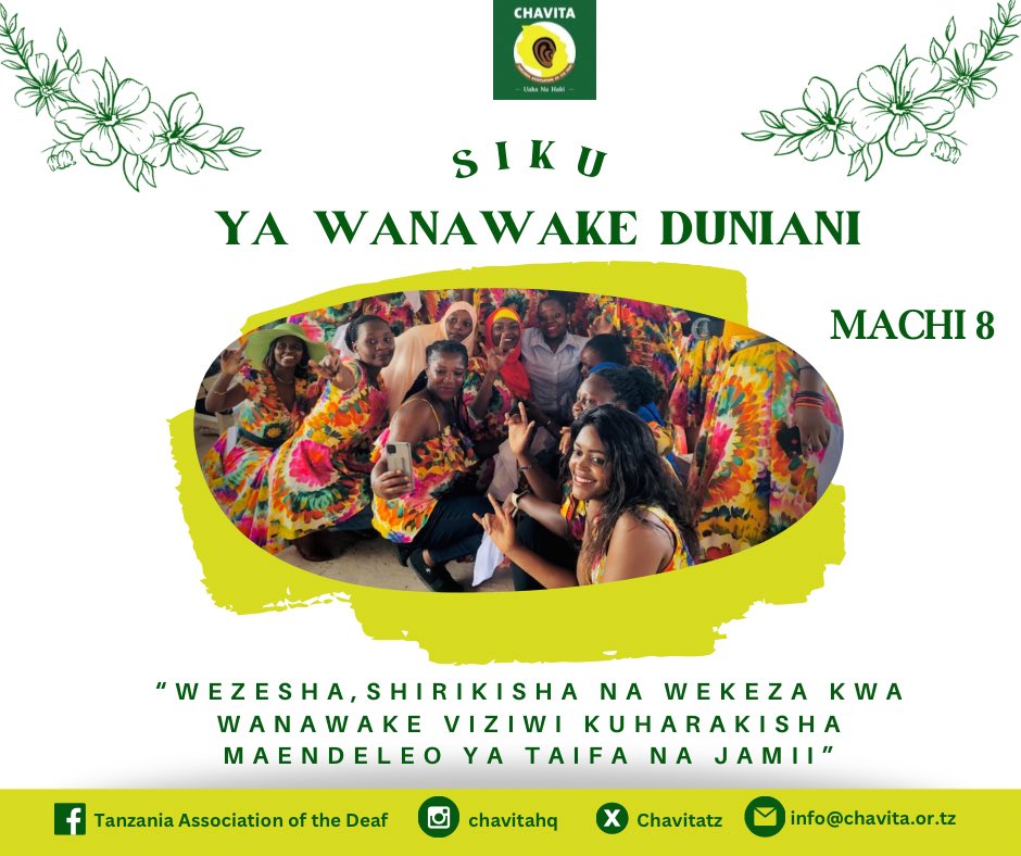 Chavitatz's tweet photo. Wanawake viziwi nasi tuna uwezo💪🏾
Heri ya Siku ya Wanawake duniani
#deafwomen #deafcommunity
#disabilityisnotinability https://t.co/El8l2Hm1KU