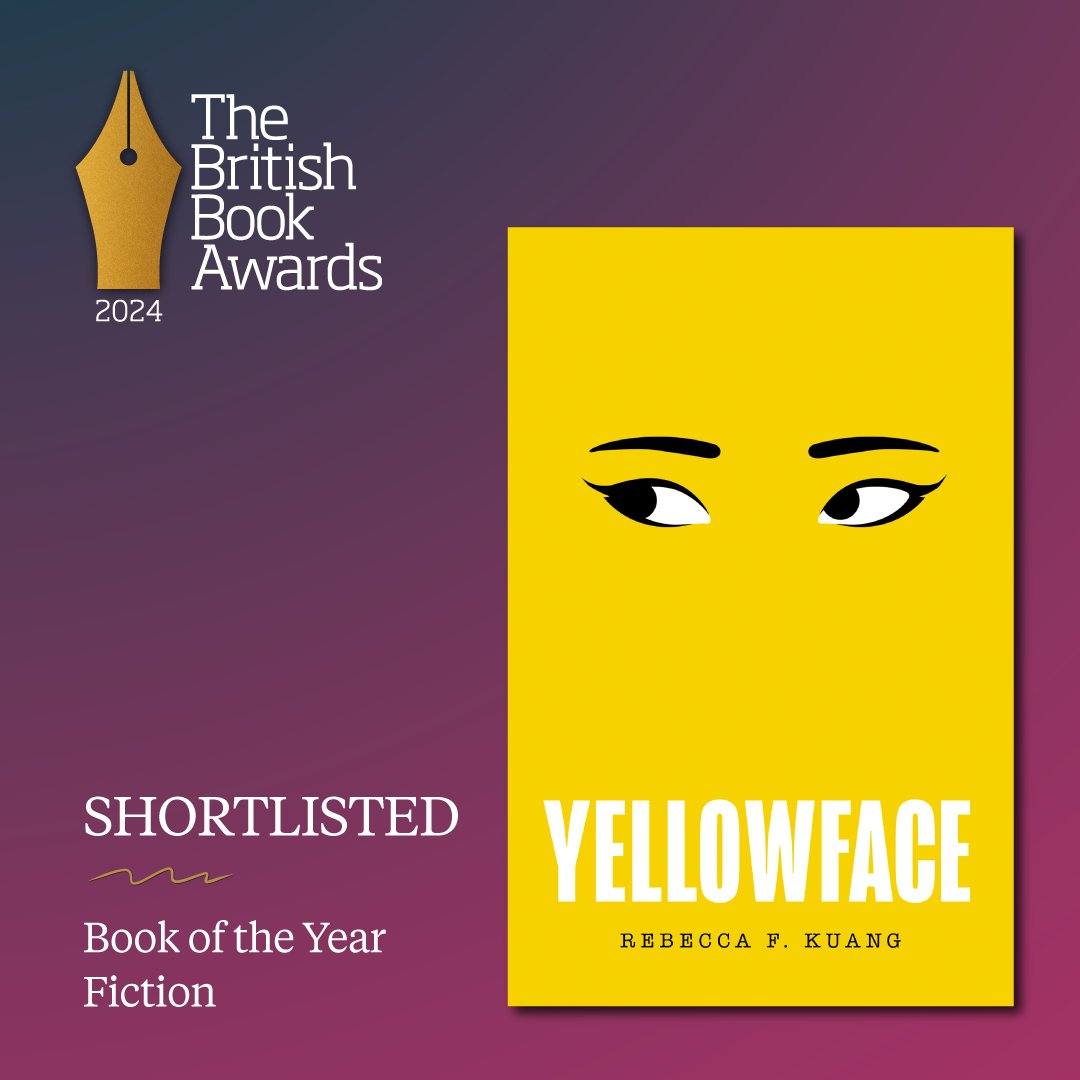 Incredibly exciting news alert 🚨🚨🚨 We are DELIGHTED to share that #Yellowface has been shortlisted for @thebookseller Fiction Book of the Year at The British Book Awards 💛 HUGE congratulations @kuangrf! thebookseller.com/awards/the-bri…