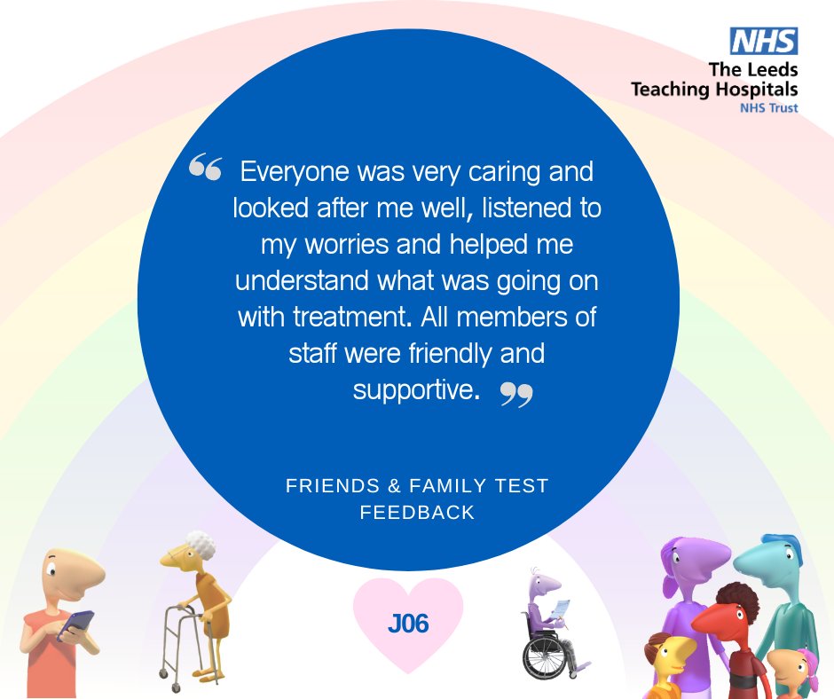 This week we're sharing this great comment from a patient who was cared for by the team on Ward J06 at St James's. #FFTFriday
If you'd like to share feedback about your experience of care in our hospitals, please visit: leedsth.nhs.uk/.../the-friend…