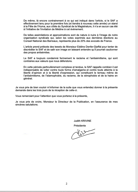 syndicatavocats's tweet photo. - DROIT DE RÉPONSE - 
@Le_Figaro s'attaque une nouvelle fois frontalement au SAF, dans un article cumulant informations erronées, approximations et amalgames douteux.  

S'agit-il encore de journalisme ? https://t.co/CfYypGMYCt