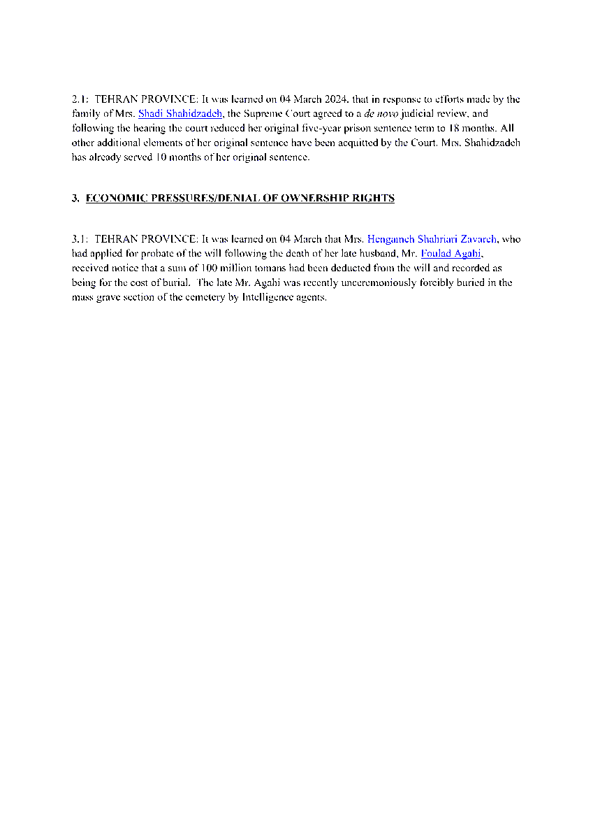 PersecutionIran's tweet photo. Iran News #Bulletin #07-2024 re the persecution and human rights abuses of the Bahá'ís in #Iran is available here:
https://t.co/bx3h4M358R
#Bahai #BahaisOfIran #HumanRights
#Mashhad #Shiraz #Tehran https://t.co/TENu4qrfG3