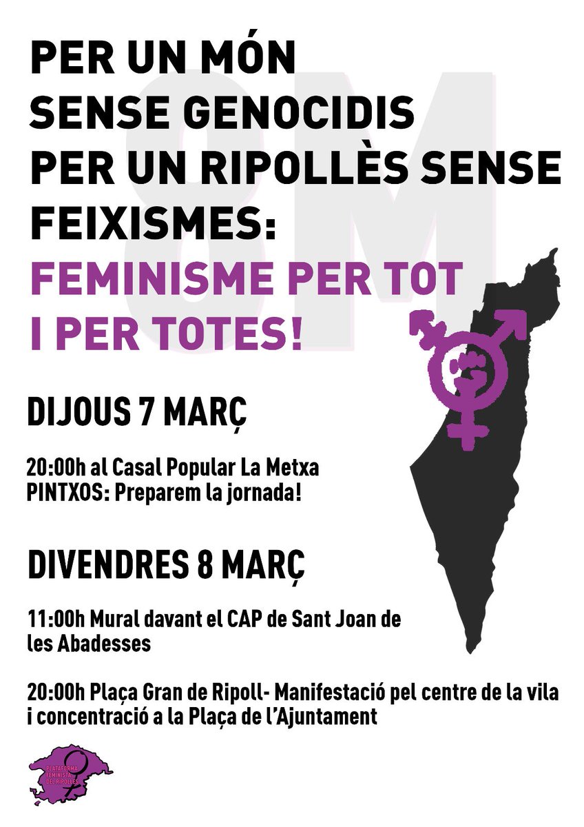 🟣 Avui prenem els carrers. A #Vic, a #Ripoll i arreu dels Països Catalans. Per un feminisme de base i de classe, avancem! ✊🏿