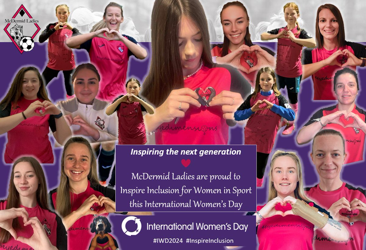 McDermidLadies's tweet photo. On International Women’s Day 2024, McDermid Ladies are proud to continue to inspire the next generation of women in sport

Have courage, have belief, have morals, inspire all others and lead others to do the same

Happy International Women’s Day ⚽️💜

#IWD2024 #InspireInclusion https://t.co/yvMB5O2Dkf