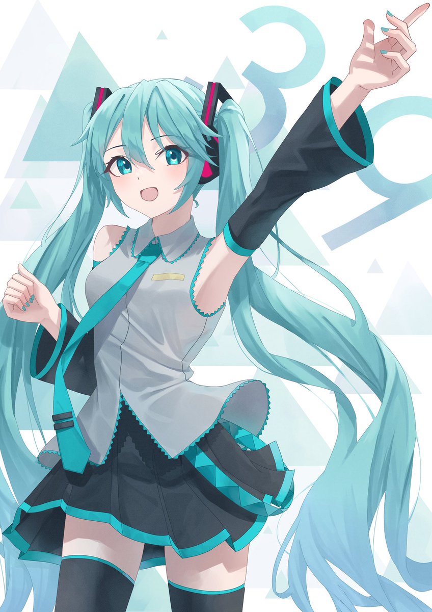 初音ミク「去年のミクの日絵#初音ミク 」|あまあまのイラスト