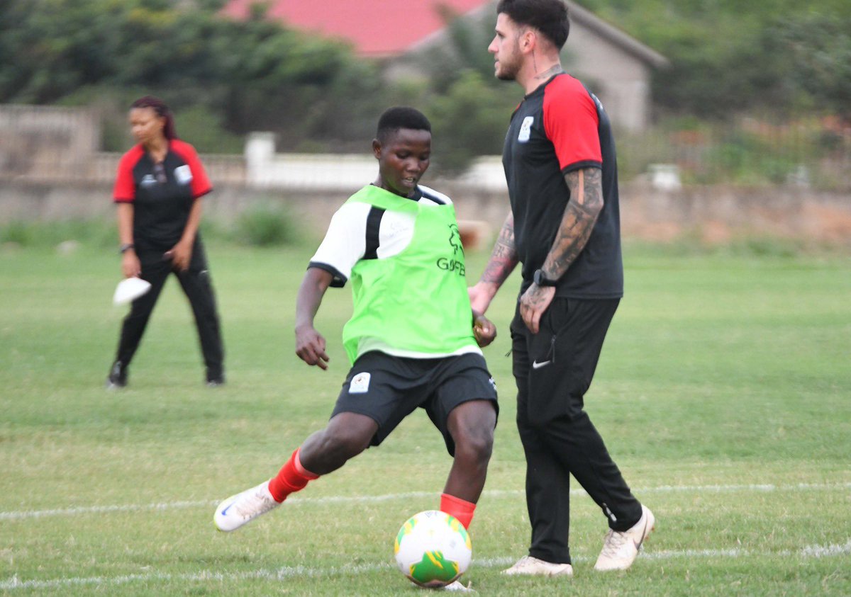 Uganda U20 Women's Team conducted a training session at the Nduom Sports Stadium in Elmina . The Queen Cranes will play Tanzania tomorrow in their first group match of the African Games 2023. #Accra2023 #AfricanGames