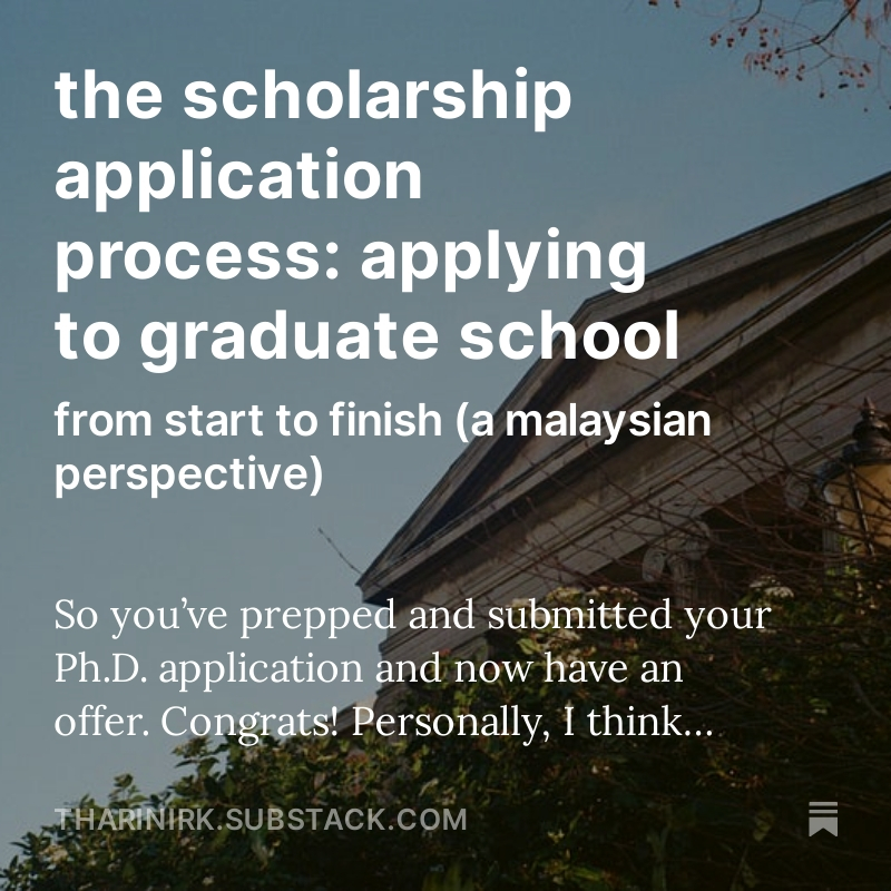 tharinirkumar's tweet image. I wrote down in detail what the scholarship application process looks like! From how to structure your application to what happens during a scholarship interview-here's to ending the gatekeeping of access to scholarships!
open.substack.com/pub/tharinirk/…