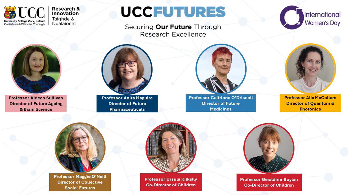 UCC Research (@uccresearch) on Twitter photo On #InternationalWomensDay we celebrate the directors of six #UCCFutures thematic areas.
These world leading researchers are addressing emerging societal needs and global grand challenges in their areas of expertise, to secure a better future for all. 
#IWD2024 On #InternationalWomensDay we celebrate the directors of six #UCCFutures thematic areas.
These world leading researchers are addressing emerging societal needs and global grand challenges in their areas of expertise, to secure a better future for all. 
#IWD2024