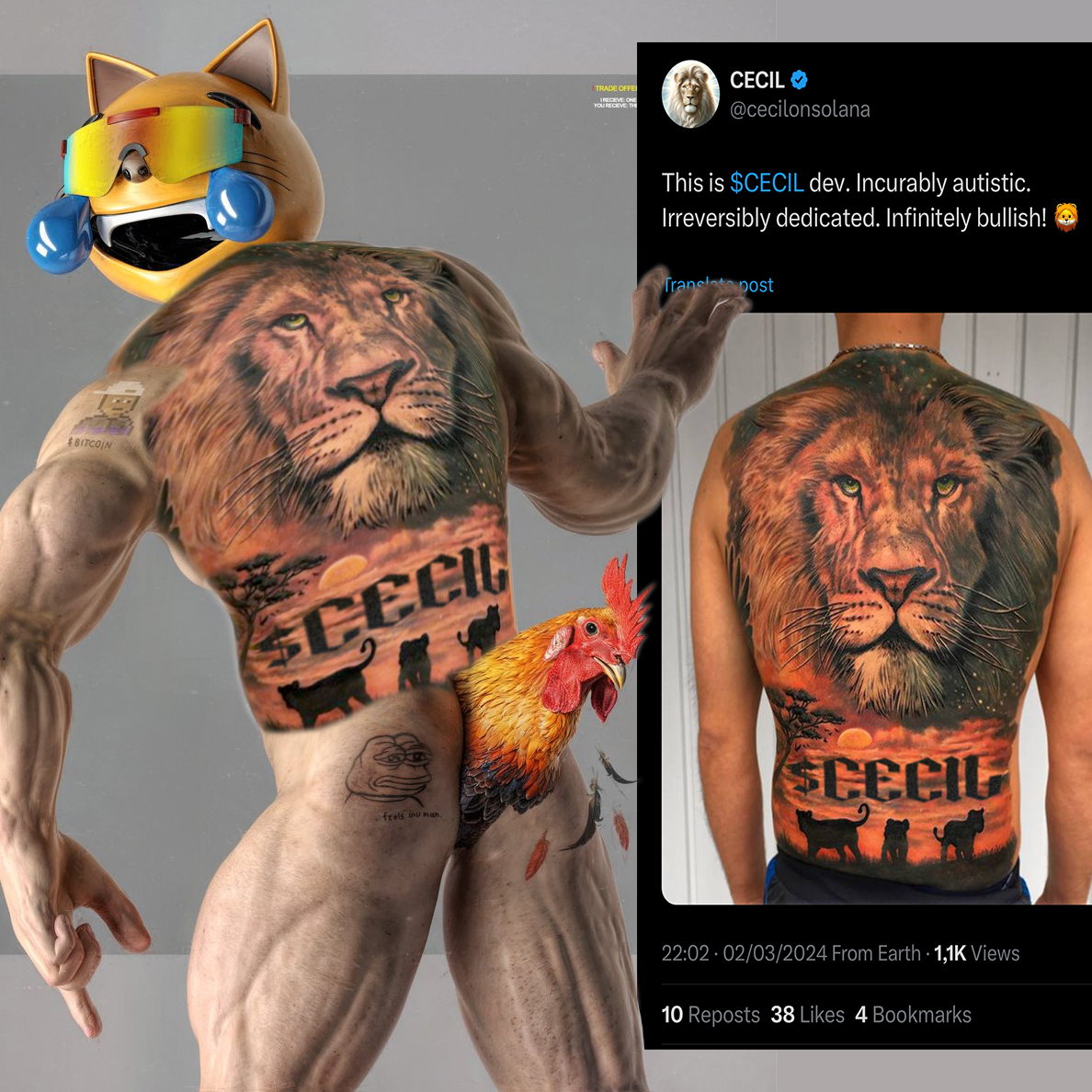 🚨🚨🚨 BREAKING NEWS: $CECIL dev's face revealed!! Cats are the new meta! $MOG &amp; $CECIL 🦁🤜🤛😹
