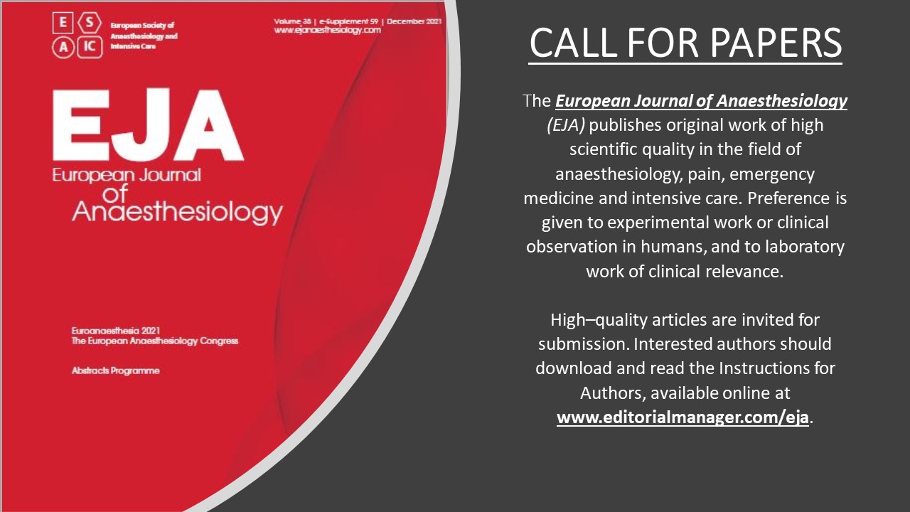 EJ Anaesthesiology on X: &ldquo;CALL FOR PAPERS The @EJA_Journal and 