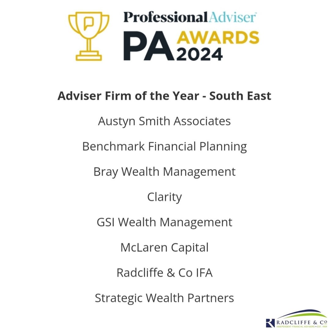 🏆Radcliffe &amp; Co are shortlisted!🤞

After winning the <a href="/Profadviser/">Professional Adviser</a> award "Best Financial Advisers To Work For 2023" last year, we are proud to announce we have been shortlisted again this year...

Good luck to all the nominees🤝

#awards #financialadvice #clientservice