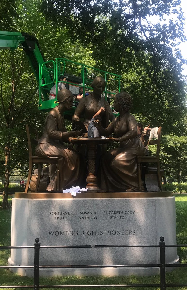 Women pioneers, being looked after by those who followed them. Central Park, NYC, July 2021