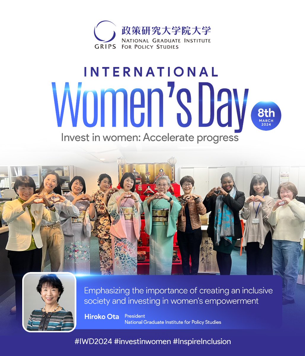Bathsheba18's tweet photo. As a JICA scholar at @GRIPS today we celebrate International Women's Day and emphasizing the importance of creating an inclusive society and investing in women empowerment.
#IWD2024 #InspireInclusion https://t.co/w31Bdb59Mj