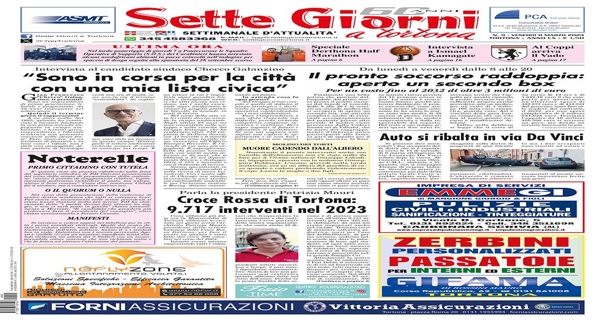 𝗟𝗔 𝗣𝗔𝗚𝗜𝗡𝗔 𝗙𝗟𝗔𝗦𝗛 𝗗𝗜 𝗦𝗘𝗧𝗧𝗘 𝗚𝗜𝗢𝗥𝗡𝗜
𝗡.𝟵 𝗱𝗲𝗹𝗹’𝟴.𝟯.𝟮𝟬𝟮𝟰
➡️ settegiorniatortona.it/2024/03/08/la-…