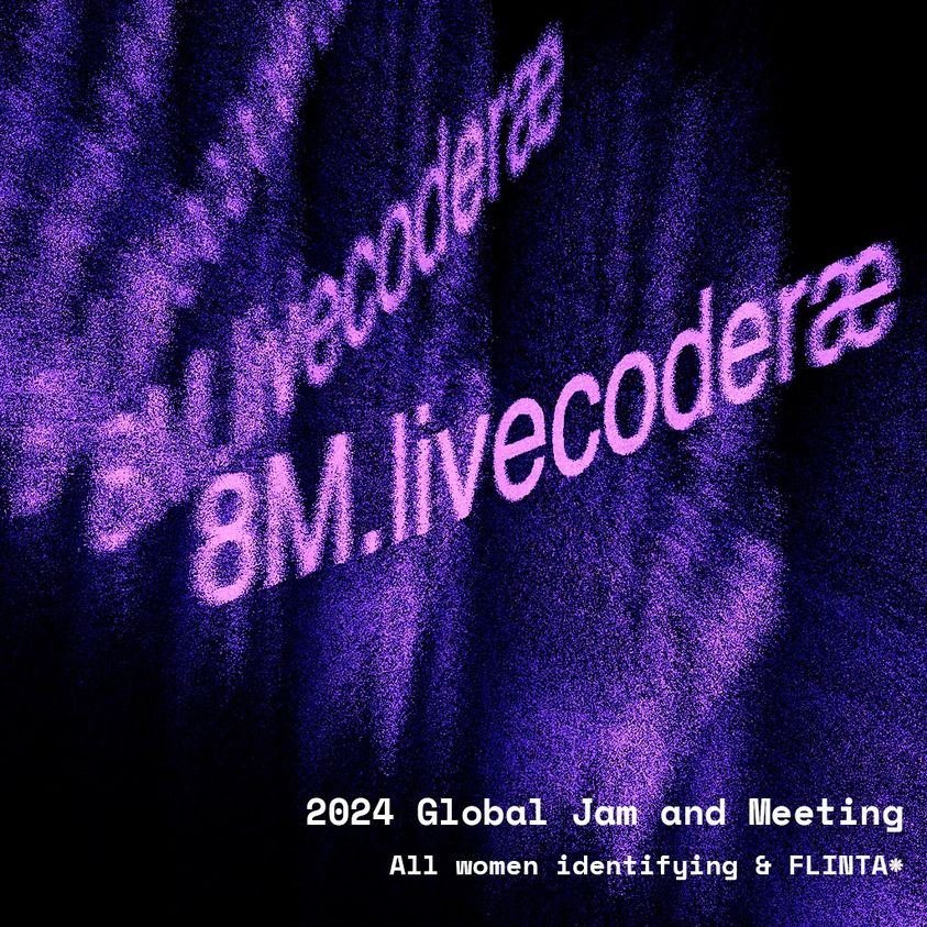 Join us today #IWD for a global streaming of #Livecodera, celebrating the community of FLINTA+ #livecoders from around the world 📷 
#8m #livecoding #algorave Live on eulerrom’s channel youtube.com/eulerroom/live 
We start 14:00 CET in Prague #SynthLibrary 💜 @tiemposdelruido