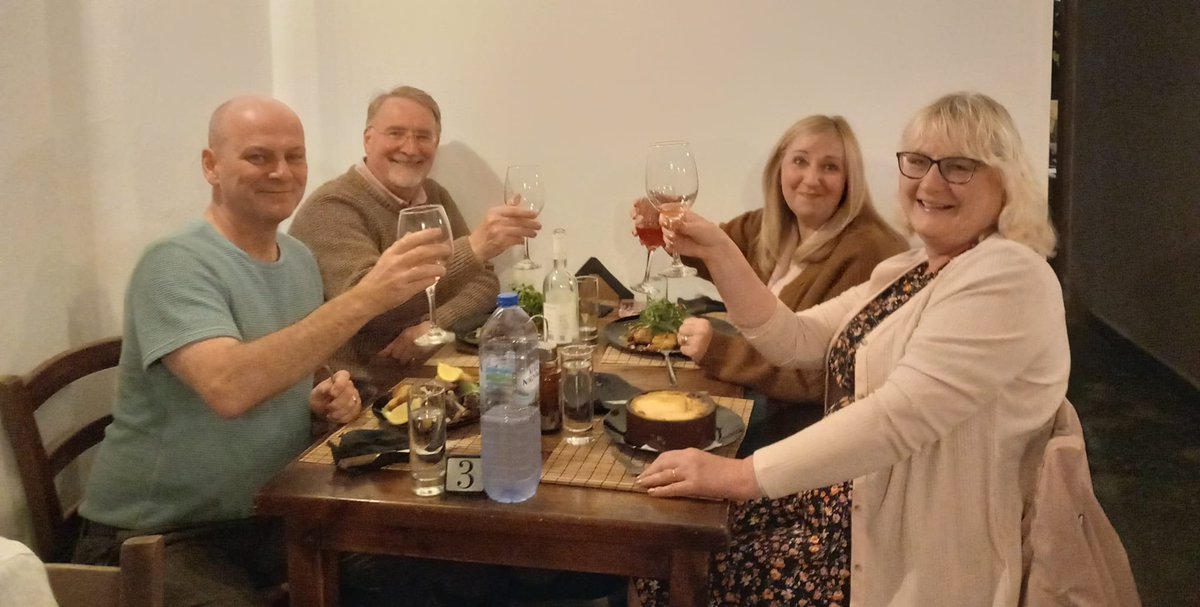 revPACman's tweet photo. Another fabulous 'Greek Night' meal at The hunter - Cafe Bar #Tremithousa #Paphos this time with our friends Richard and Sarah from #Billericay #Essex UK. Marios is a great cook and Eleanor a great host! Highly recommended. https://t.co/za83SyRNoS