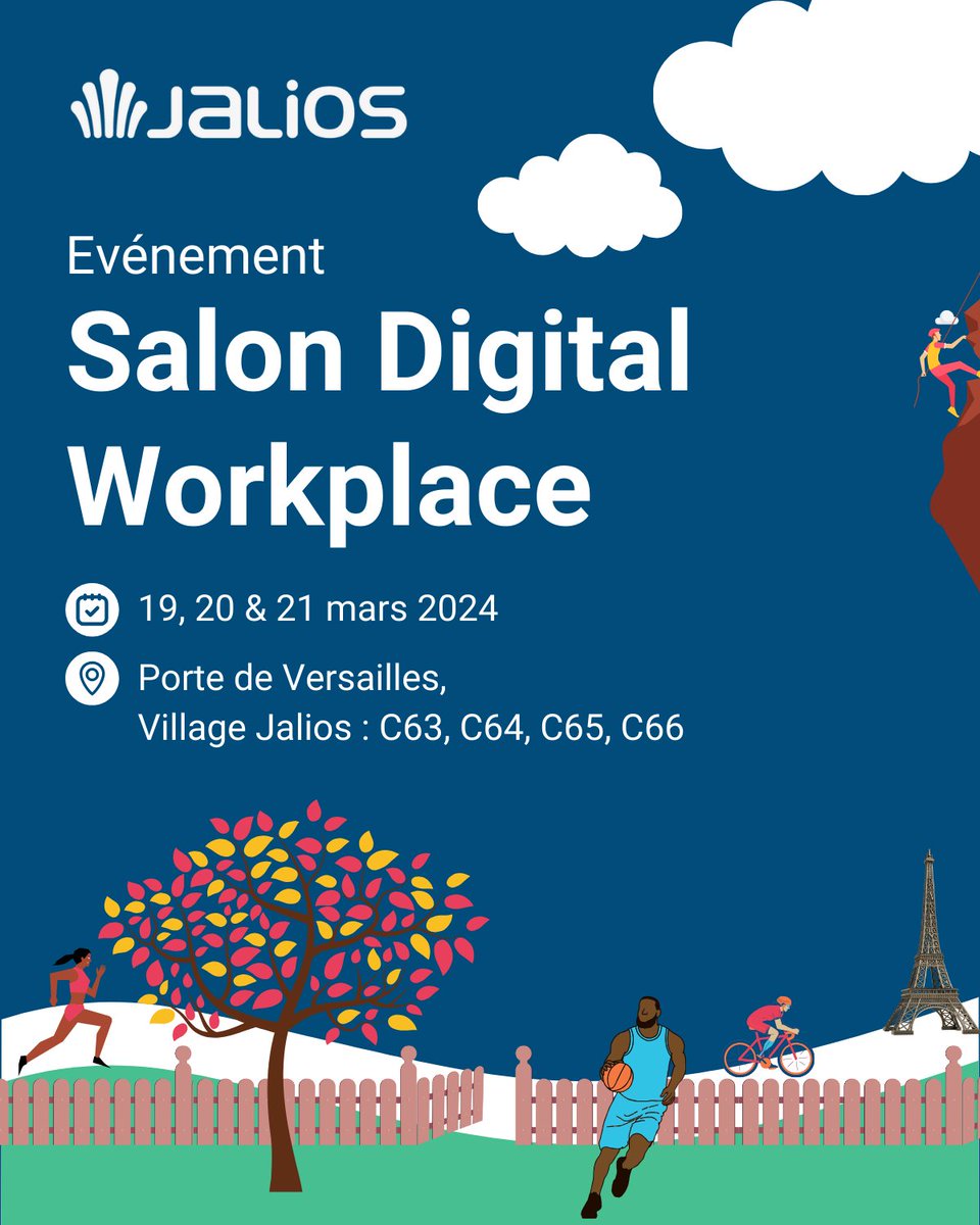 Jalios's tweet photo. Cette année le Village Jalios se transforme en Village Olympique pour le salon Digital Workplace !💪 🏆
Rendez-vous stands C63 à C66, pleins de surprises et nouveautés vous y attendent !
Découvrez le programme complet des interventions du Village ! 👉 https://t.co/FiZPMpEa4P https://t.co/Oe6VSPcLSQ