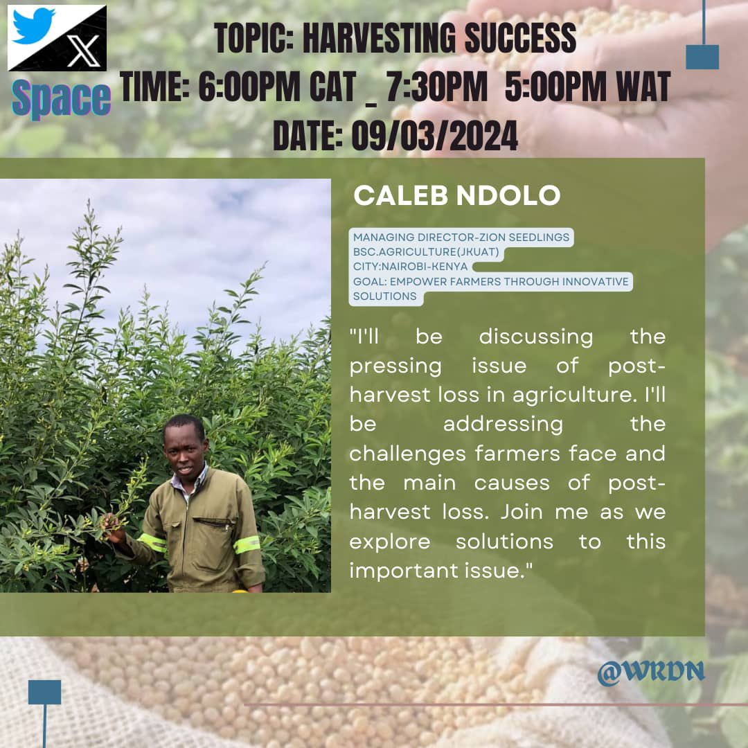 kalebndolo's tweet image. Join us as we explore solutions on Post-Harvest loss in Africa.

We are committed to a #hungerfree Africa.

x.com/i/spaces/1Mnxn…