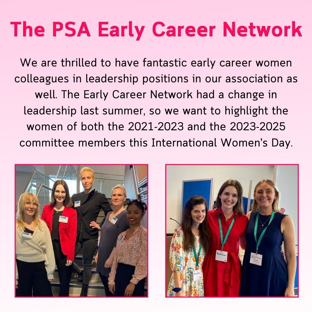 6/ We are thrilled to have fantastic early career women colleagues in leadership positions in the PSA as well. This #IWD, we want to highlight the women of the 2021-2023 and 2023-2025 @psa_ecn committee and the ECN's work in promoting equality, diversity and inclusion ✨