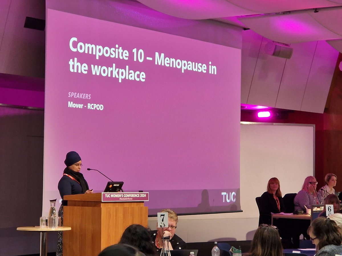 A powerful speech from <a href="/FDA_union/">FDA union</a> and <a href="/MiPhealth/">MiP</a> delegate Gursharan at #TUCWomensConference on #IWD2024 highlighting why supporting women experiencing peri- menopause and post- needs to be prioritised.