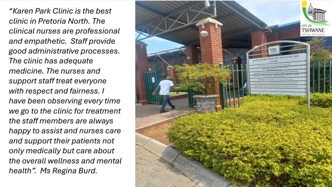 We love hearing from our community members. Such great feedback about Karenpark Clinic. The Tshwane Health Department is striving to change negative perceptions about public health @Selbybok @tshwane_mayor @CityTshwane