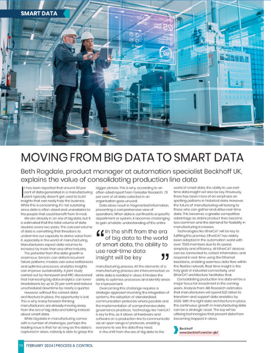 The value of consolidating production line data is explained by Beth Ragdale, product manager at Automation specialist <a href="/beckhoff/">Beckhoff Automation</a> - content.yudu.com/web/69r/0A170s…