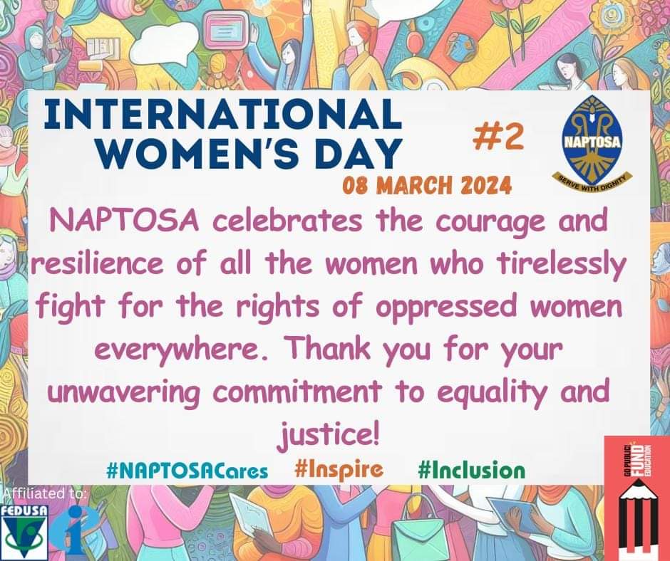 NAPTOSA_TEACH's tweet image. #2of8 #InternationalWomensDay #InspireInclusion #NaptosaCares