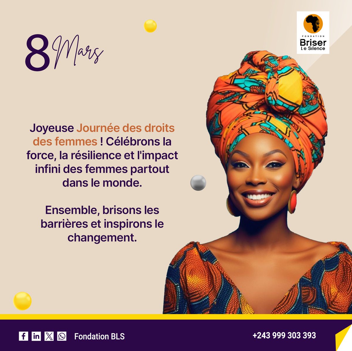 FondationBLS's tweet photo. Joyeuse Journée des droits des femmes ! Célébrons la force, la résilience et l'impact infini des femmes partout dans le monde. 

Ensemble, brisons les barrières et inspirons le changement. 💪✨ 

Fondation Briser le silence

#JournéeDesDroitsDesFemmes #FemmeFortes #Égalité" https://t.co/vgTDolVR5k