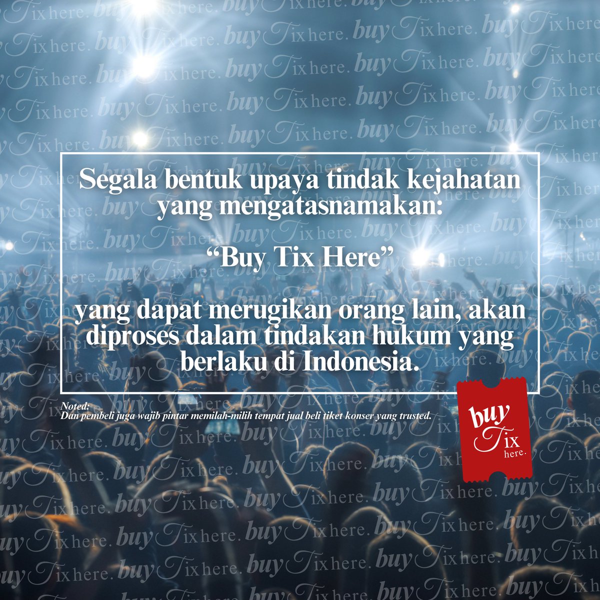 buytixhere's tweet photo. 𝗖𝘂𝘀𝘁𝗼𝗺𝗲𝗿 𝗧𝗲𝘀𝘁𝗶𝗺𝗼𝗻𝗶𝗮𝗹 #10

Terimakasih telah percaya untuk membeli tiket konser “Ruang Indonesia Fest 2023” di 𝗕𝘂𝘆 𝗧𝗶𝘅 𝗛𝗲𝗿𝗲 🎫✨

“BE A SMART BUYER”

#buytixhere
#testimonial 
#tiketkonser
#zonauang https://t.co/GNv51dWHTu