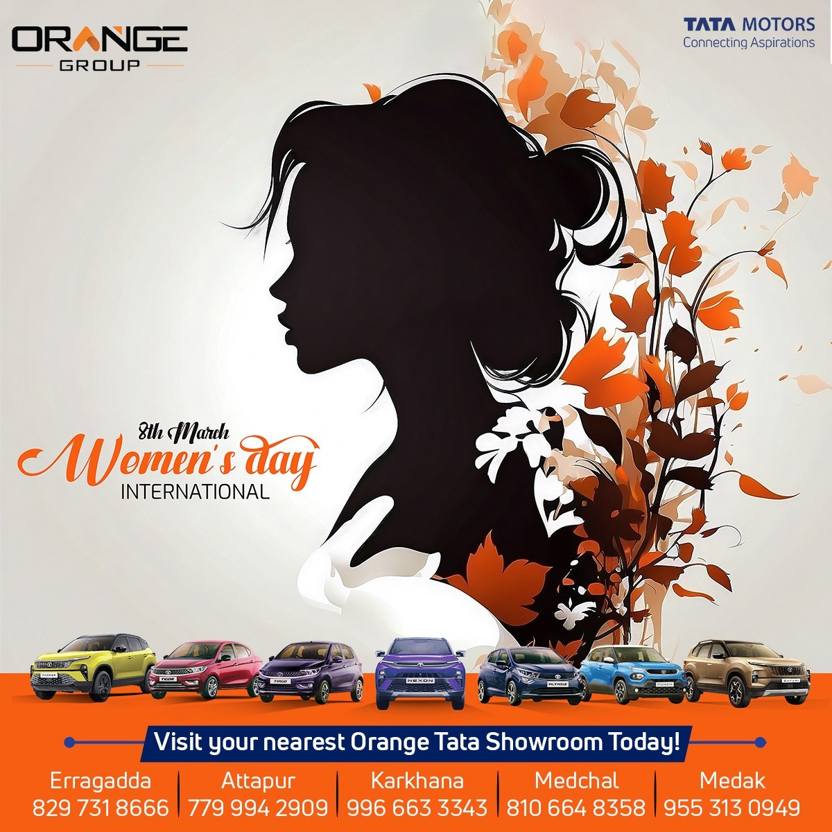 #orangetata #TataMotors #tatapass #tatapassengercar #TataNexon #TataPunch #TATAPunchev #TataSafari #womansday2024 #tataharriersuv #tataharrierev #Hyderabad #RangaReddy #secunderabad