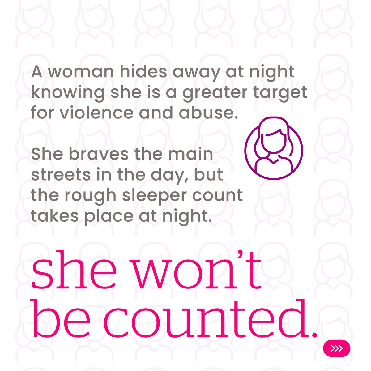 Due to the ways women become homeless, and the dangers they face on the streets, they are often missed from rough sleeping counts. This International Women's day, share this post to help us highlight the inequalities of the rough sleeper count! #IWD2024 #InspireInclusivity