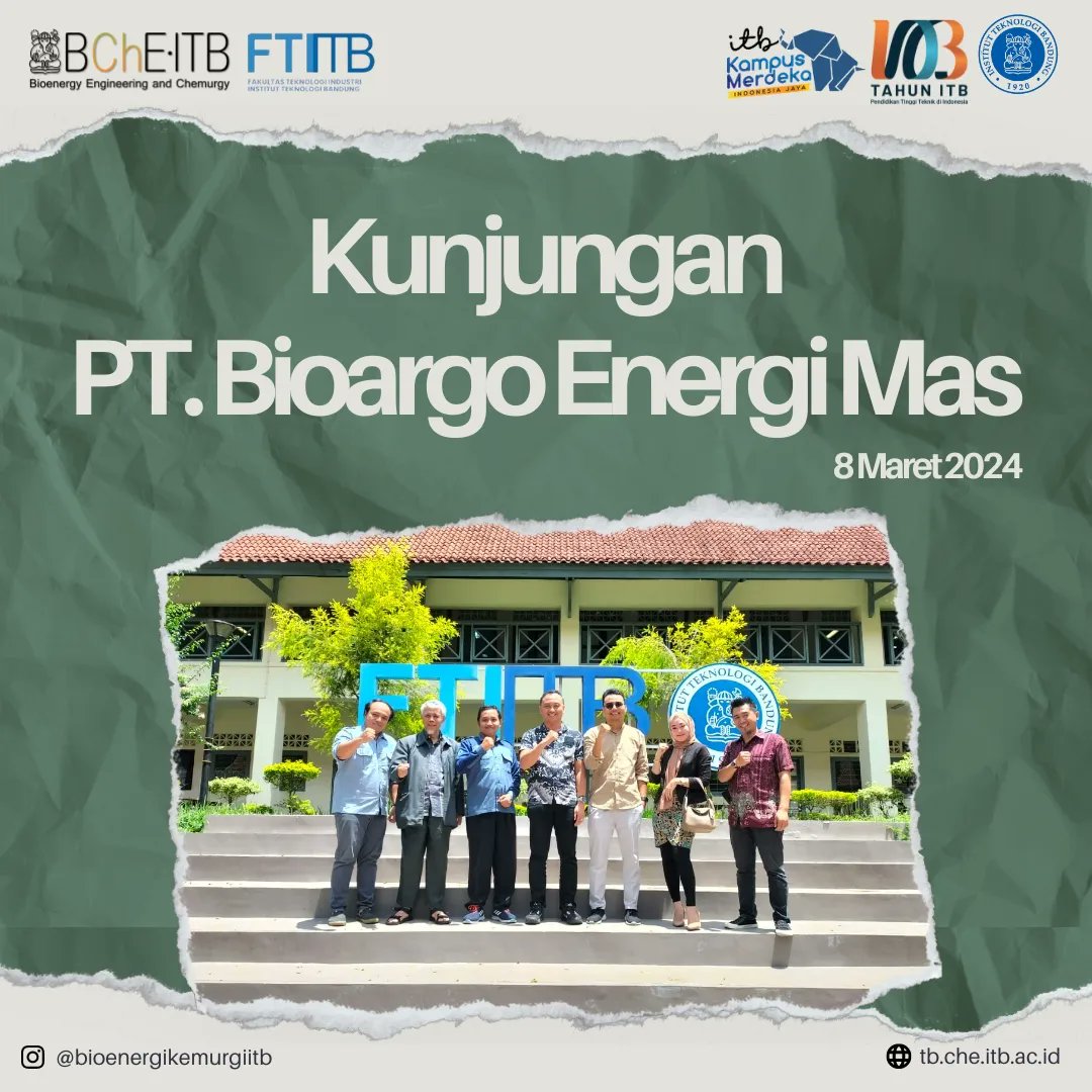 bcheitb's tweet photo. Kunjungan PT. Bioargo Energi Mas ke FTI Jatinangor

Pada 8 Maret 2024, perwakilan dari PT. Bioargo Energi Mas mengunjungan Teknik Bioenergi dan Kemurgi di Kampus FTI Jatinangor https://t.co/5iHvn1T9G1