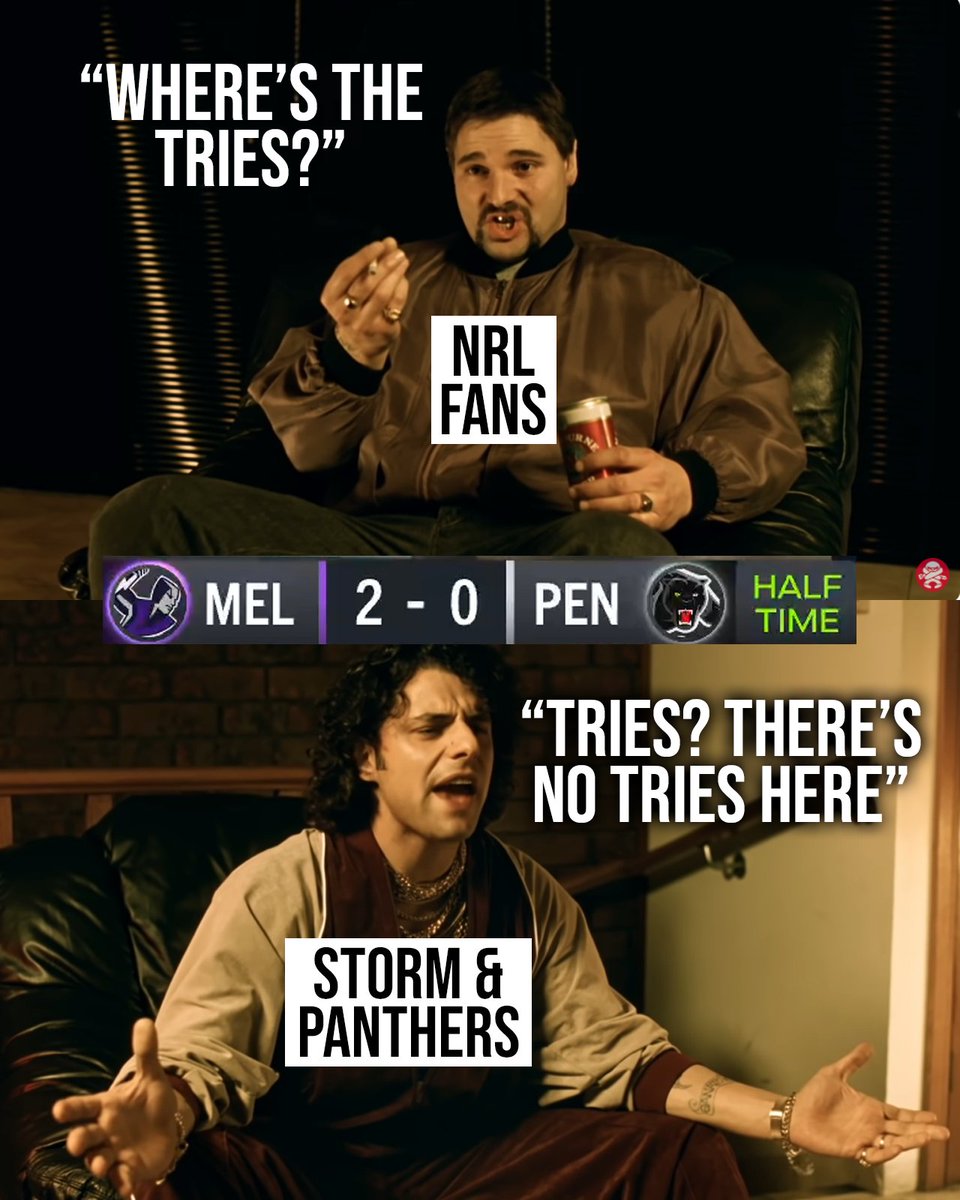 A tryless first half from #NRLStormPanthers....