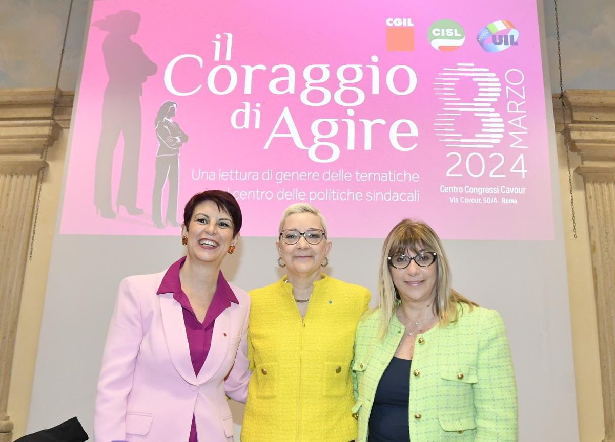 #8marzo, la segretaria generale aggiunta Cisl #DanielaFumarola ha aperto al Centro Congressi Cavour di Roma l’iniziativa nazionale ‘Il Coraggio di Agire’, organizzata da Cgil, Cisl, Uil in occasione della Giornata Internazionale della Donna: “Il lavoro delle donne non è solo