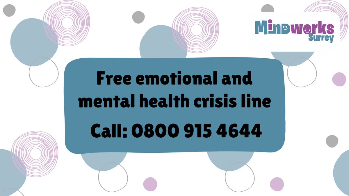 Our free crisis line for children and young people is available 24 hours a day.  It is open to young people aged six and older who are experiencing an emotional or mental health crisis, as well as their parents or carers.  Please call 0800 915 4644.  #MentalHealth #Surrey