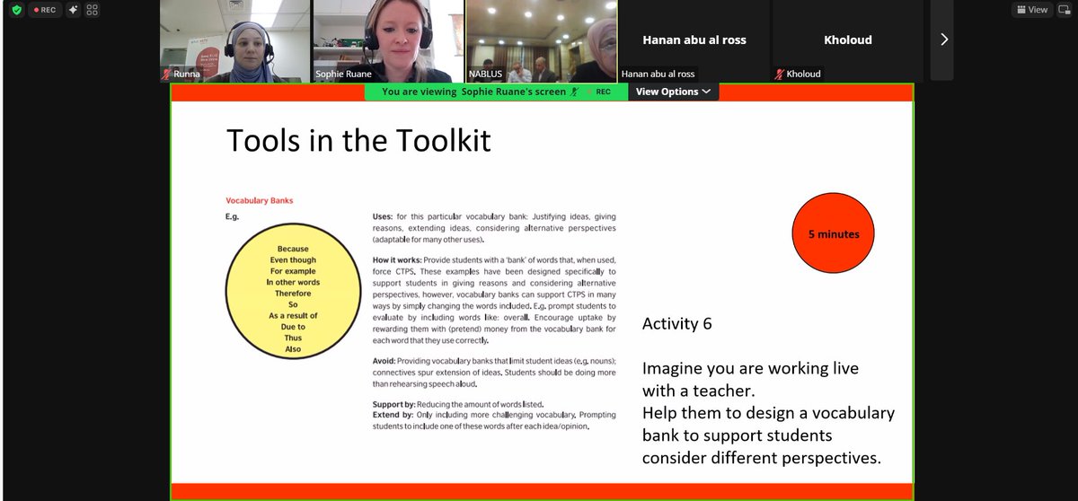 This week we continued work with 20 school supervisors & specialists across the West Bank to integrate core skills, #criticalthinking & #problemsolving, in the #English for #Palestine curriculum using a new toolkit for teachers for grade 8 classes @BritishCouncil #SchoolsConnect