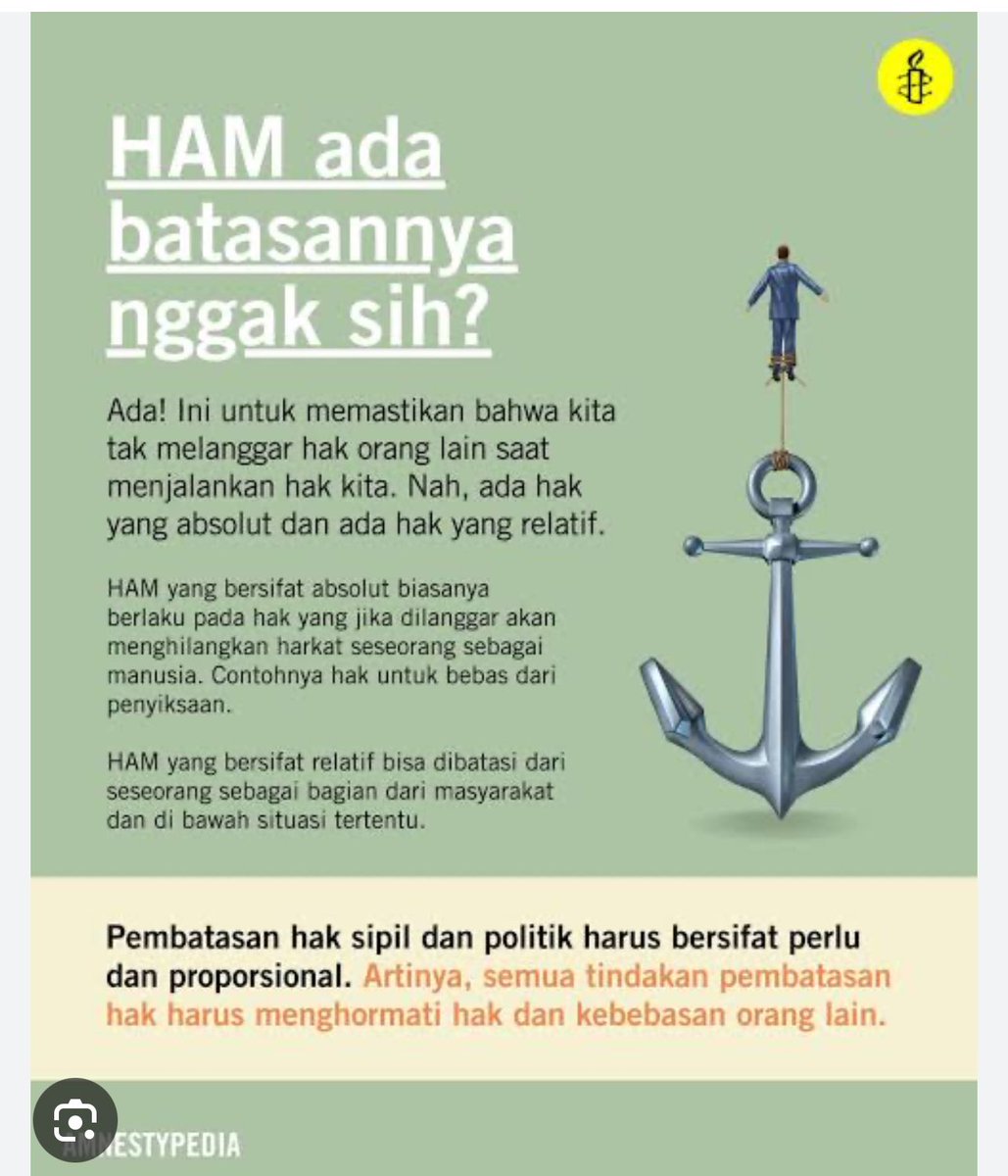 Negara ini hancur karena Ahli2 kita malas baca Buku. Ingat Prinsip Siracusa & Konstitusi HAM bahwa “HAM itu HILANG atau dibatasi ketika Keputusan Pengadilan (termasuk MK) & UU mengaturnya. Kecuali Hak Hidup, tidak disiksa & beribadah. (Dasarnya Prinsip Siracusa)