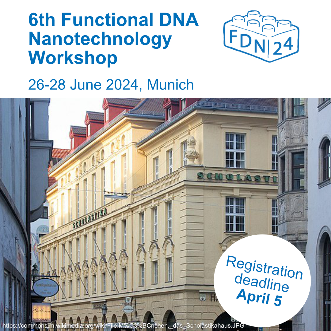 CeNS_LMU's tweet image. Four weeks left to register for this summer's Functional DNA Nanotechnology Workshop in Munich.
Poster and oral contributions are welcome!
fdn2024.com
@liedllab @RicciLab