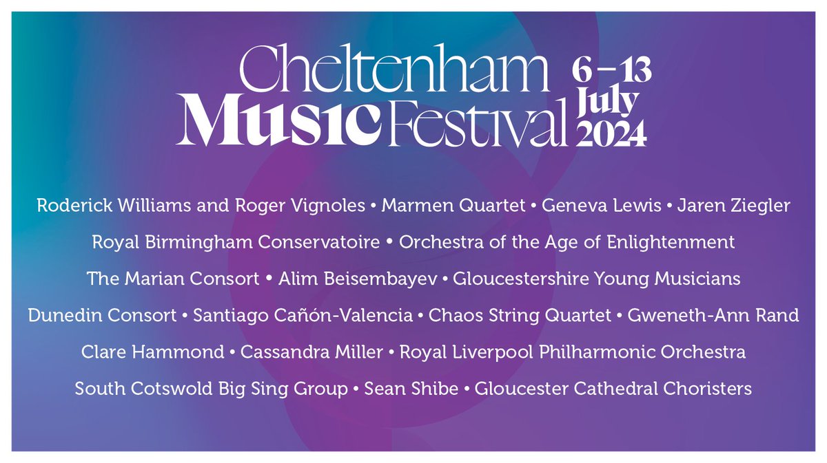 🎻 Cheltenham Music Festival 2024 🎻 Prepare for captivating performances by @liverpoolphil, @MarmenQuartet, @BirmCons and many more Tickets on sale 28 March at 10am or become a Member to enjoy priority access ✨ Find out more: cheltenhamfestivals.com/music #CheltMusicFest