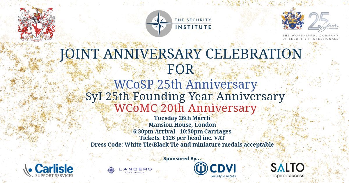 Come join us at our Joint Anniversary Celebration Dinner being held at Mansion House on Tuesday 26th March 2024.

🔶 This event is exclusive to members so please ensure you are logged in to access the booking page below....

⏳ BOOK NOW - buff.ly/3I1lXdo