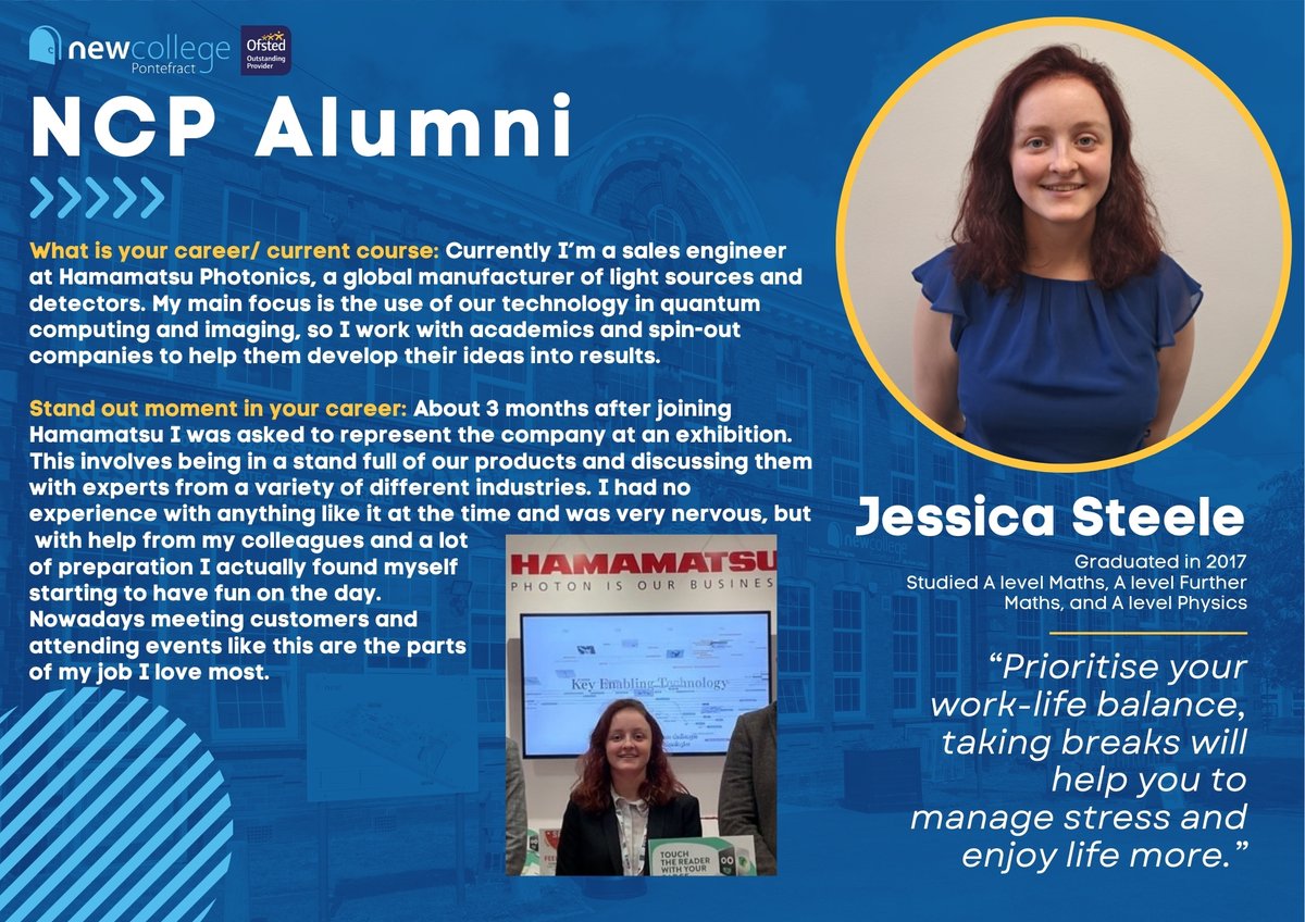 ncpontefract's tweet photo. Today is International Women's Day! To celebrate, we asked some of our alumni to tell us a bit about what they've been up to since graduating from New College! Have a read of the case studies to learn about these inspirational women 🤩
#IWD2024 #InspireInclusion https://t.co/XPPxFFDn9W