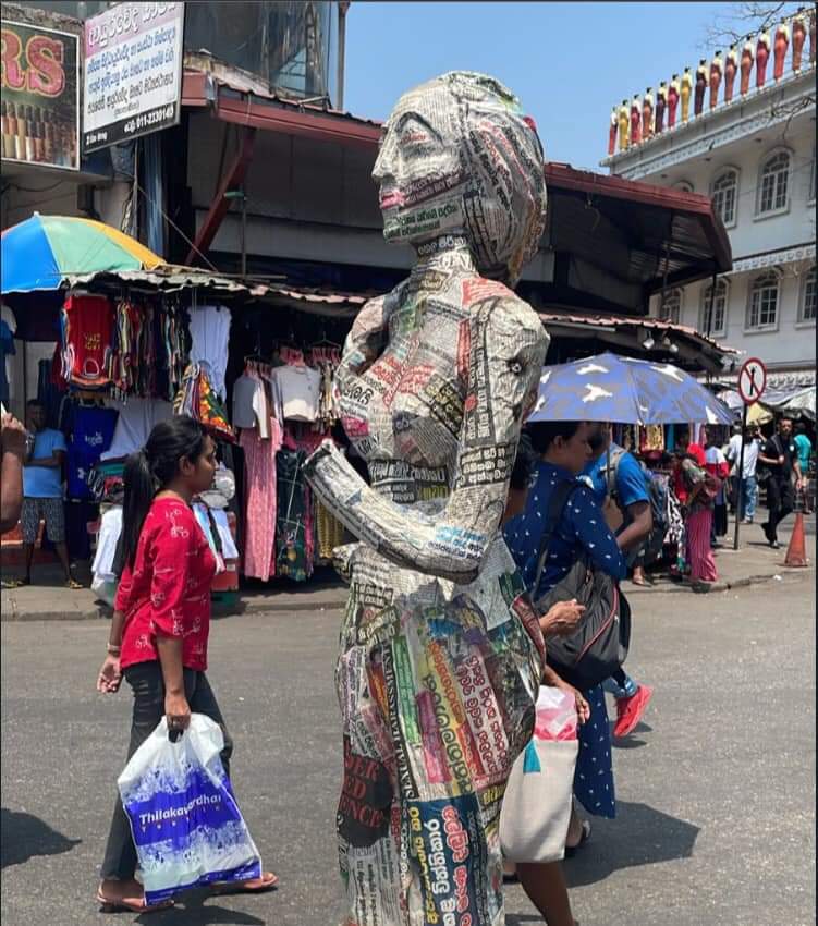 This art piece was made from the newspaper headlines related to violence faced by the women during the past year. #lka #SriLanka #WomensDay #Equality #WomensDay2024 #ViolenceAgainstWomen