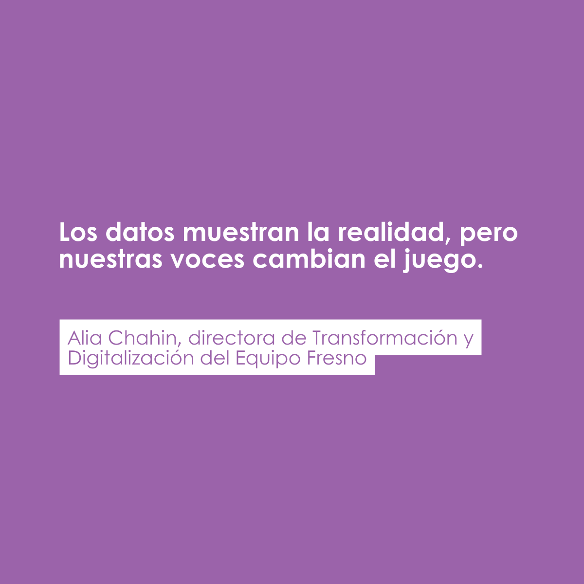 fresno_es's tweet photo. 🟣 "Porque los datos muestran la realidad, pero nuestras voces cambian el juego", @aliachahin, directora de Transformación y Digitalización del #EquipoFresno. 

#8M2024 #DíaInternacionalDeLaMujer https://t.co/GVz020OADa