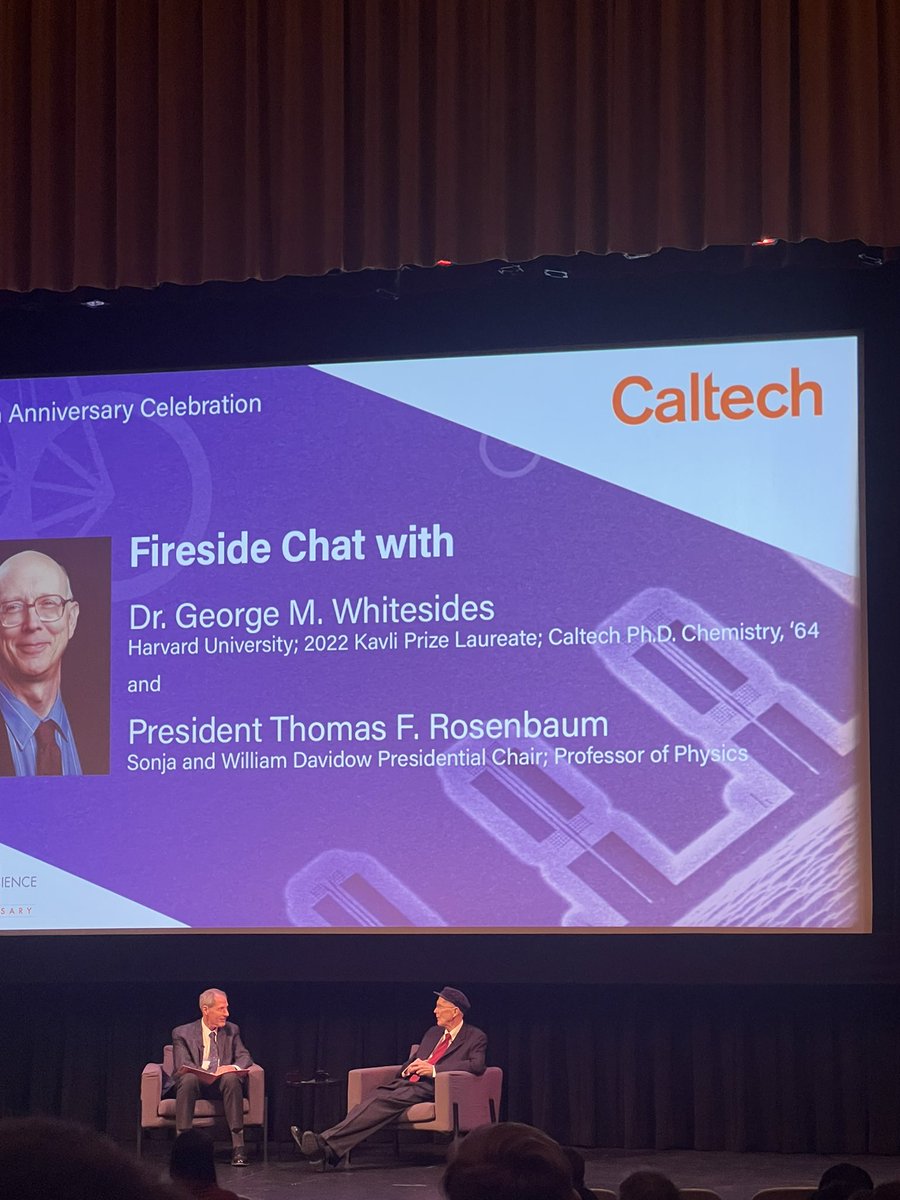 Eventful day today <a href="/Caltech/">Caltech</a> with an amazing talk on molecular motors by Nobel laureate Steven Chu and a fireside style chat with George Whitesides! Cheers to the 20th anniversary of the <a href="/KNI_Caltech/">Kavli Nanoscience Institute at Caltech</a> and the 10th anniversary of the Medical Engineering Dept <a href="/CaltechEAS/">Caltech Division of Engineering & Applied Science</a> !!